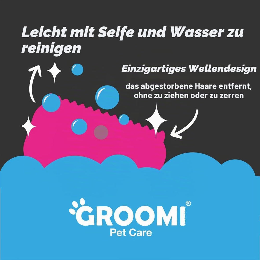 Groomi Tool für Tiere - Bürste zur Entfilzung und Entfernung von Unterwolle - Fellbürste für Katzen,