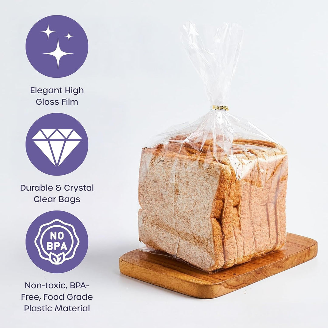 Klare Plastik-Brottüten – Packung mit 300 Brottüten für hausgemachtes Brot, Backbrötchen und Baguett