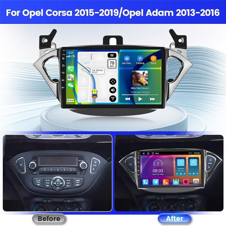 Radio für Opel Corsa 2015-2019/Opel Adam 2013-2016 Android 15 2+64G mit Wireless CarPlay Android Aut