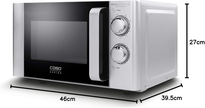 CASO | MG20 Ecostyle Ceramic 2-in-1 Mikrowelle mit Grill | Keramikboden, Grill-Rost, 20 L, 700 W, 10