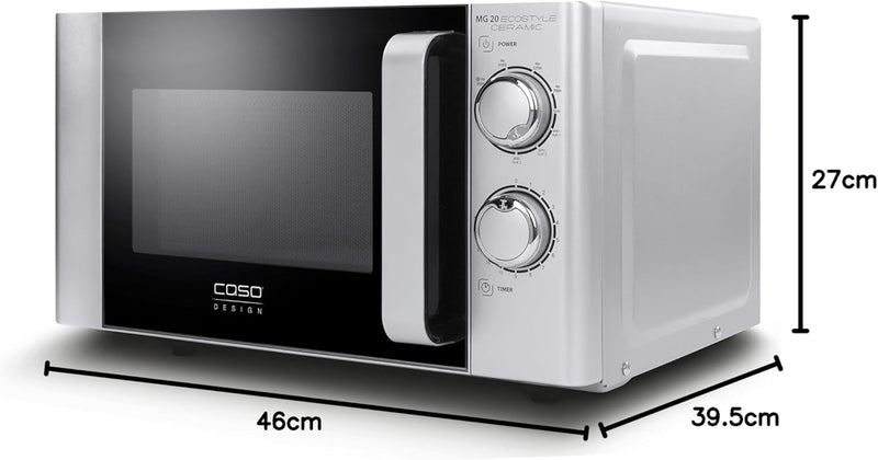 CASO | MG20 Ecostyle Ceramic 2-in-1 Mikrowelle mit Grill | Keramikboden, Grill-Rost, 20 L, 700 W, 10