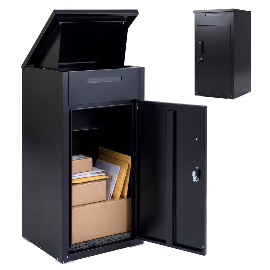 COSTWAY Paketbox, Briefkasten mit Paketfach aus verzinktem Stahl, Paketbriefkasten inkl. 2 Schlüssel