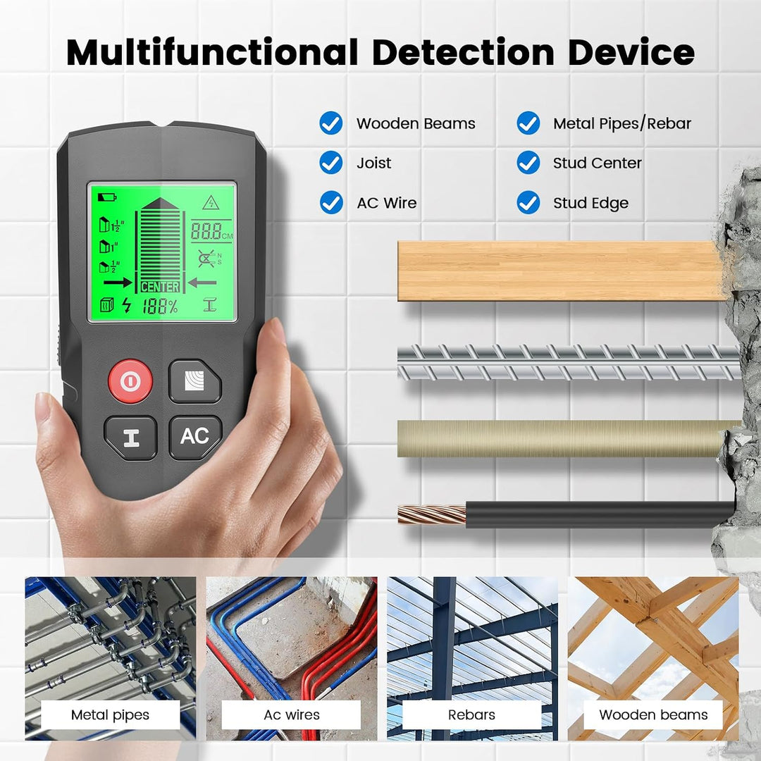 Leitungssucher Ortungsgerät, 5 in 1 Multifunktions Wand Scanner Detektor Stud Finder, Leitungssuchge