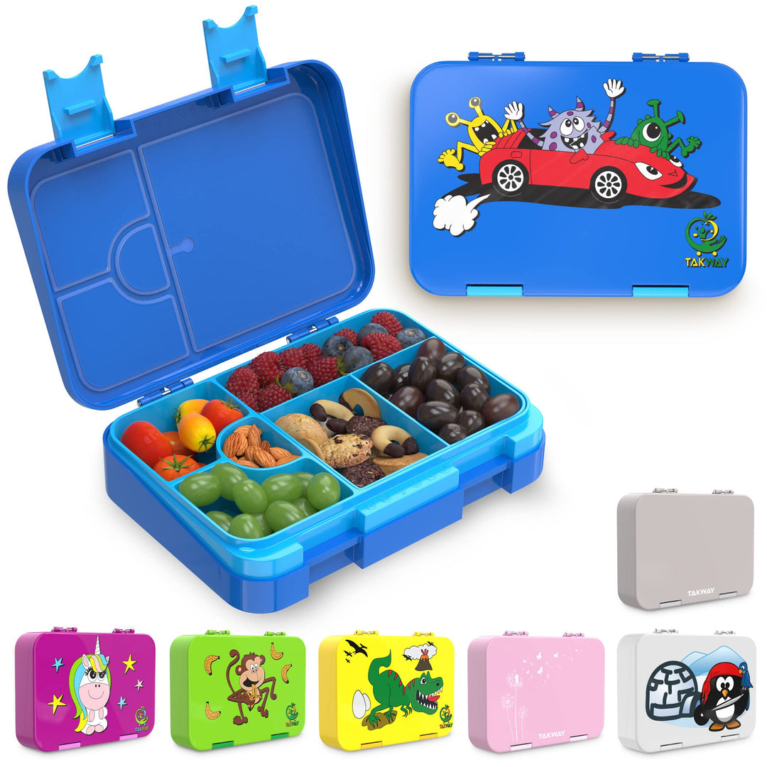 TAKWAY Brotdose Kinder mit Fächern 4+2 - robust & kinderfreundlich - Bento Box Lunchbox für KiTa Sch