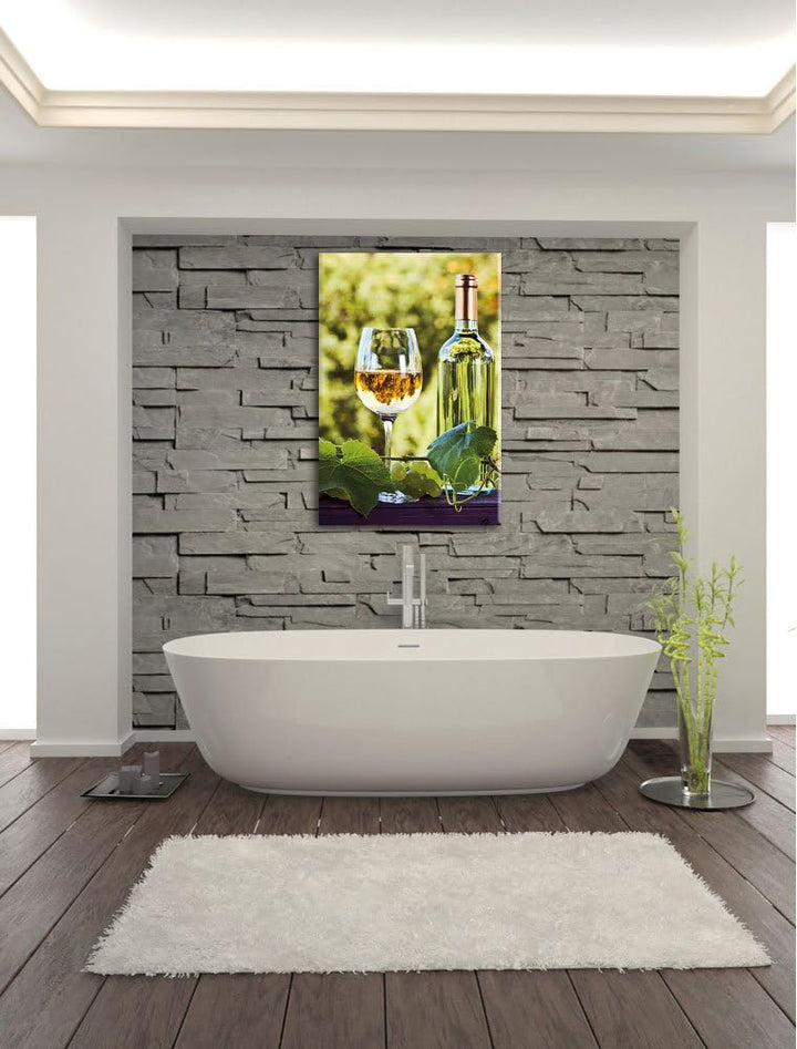 Wein und Weintrauben, Format: 100x70 auf Leinwand, XXL riesige Bilder fertig gerahmt mit Keilrahmen,