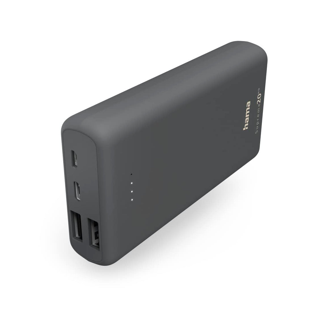 Hama Powerbank Supreme 20000mAh (externer Akku mit 1x USB C + 2x USB A, Power Pack zertifiziert, Akk