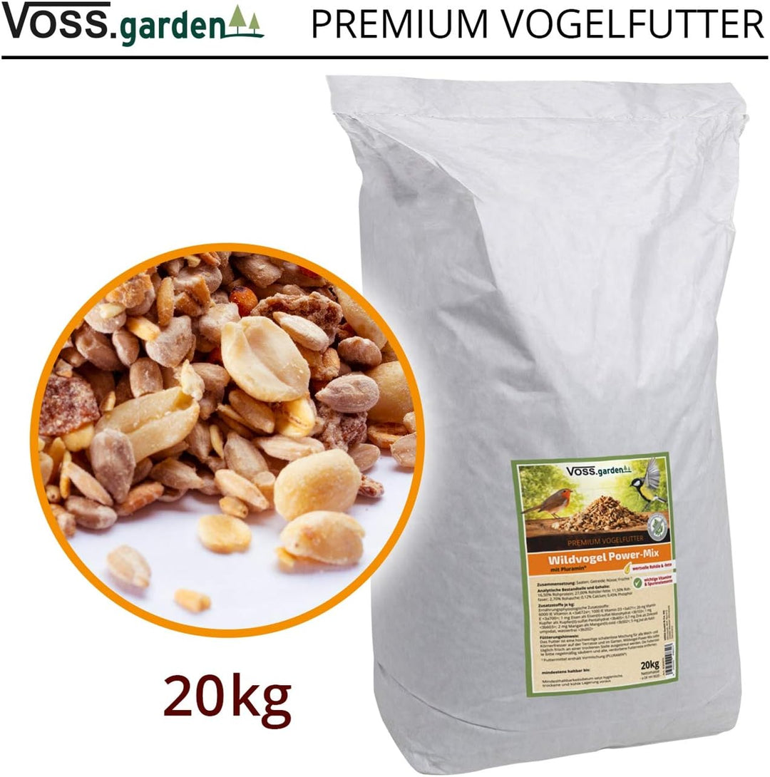 VOSS.garden Wildvogel Power-Mix 20kg Premium Vogelfutter Wildvogelfutter für Vogelhaus, Futterstatio