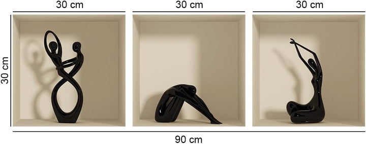 Sticker 3D Effekt | Wandaufkleber Statuen - Tapete Dekoration optische Täuschung Raum und Wohnzimmer