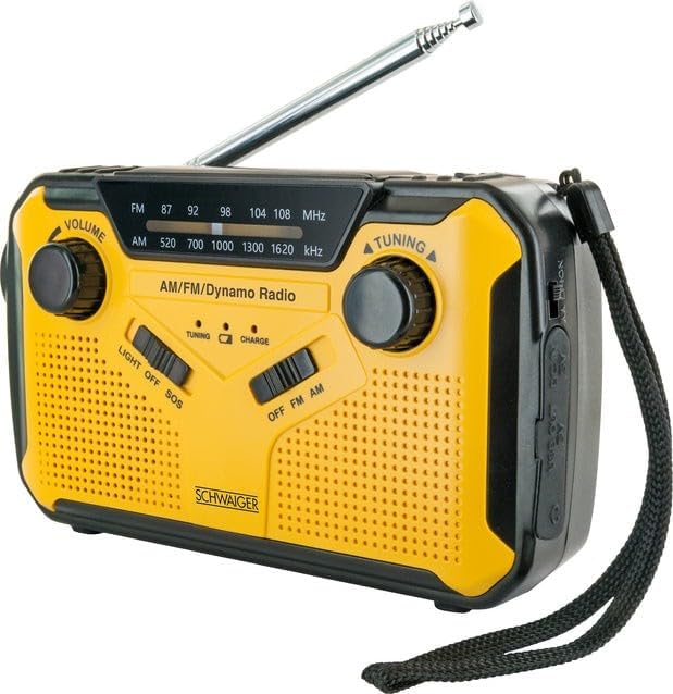 Schwaiger Outdoorradio UKW, AM, FM Handkurbel, Solarpanel, spritzwassergeschützt, stossfest, Taschen