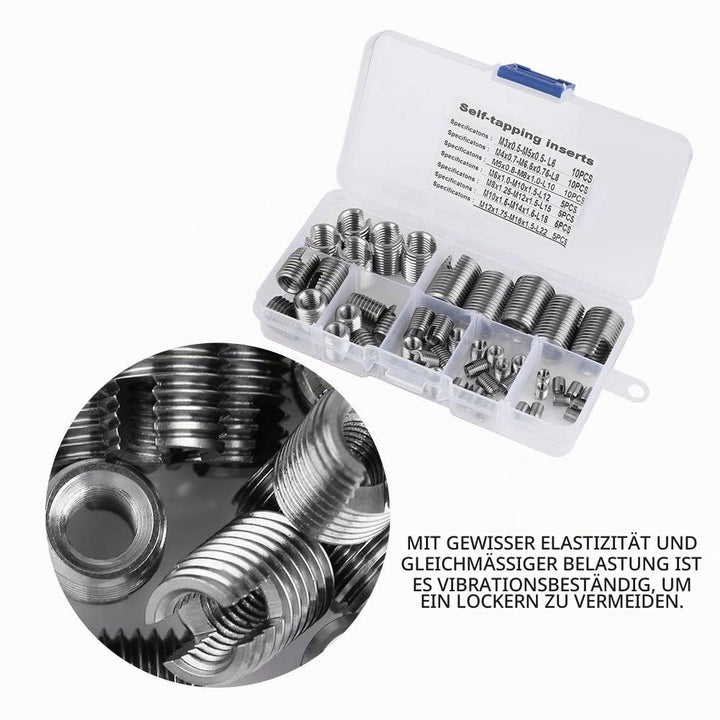 Edelstahl Innengewinde Selbstschneidende Set Gewindeeinsätze Gewinde Verstärken Repair Tool 50 Stück