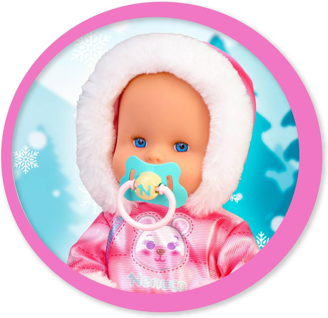 Nenuco - Schlitten - Harte Babypuppe 35 cm, ihre Nase ändert Sich bei Kälte, Zubehör: Schnuller und