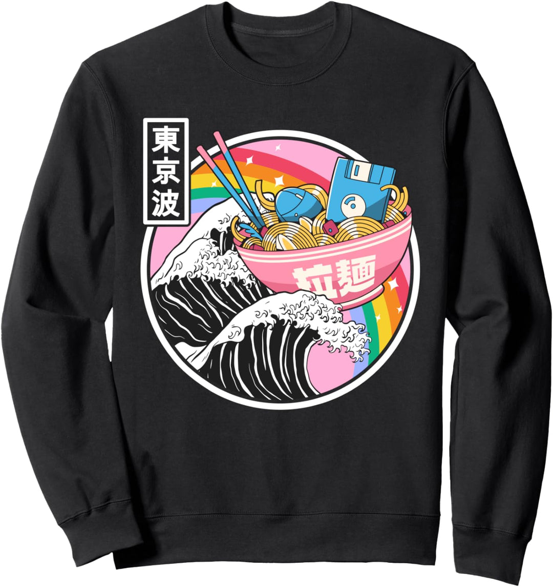 Digitale Ramenschale Kanagawa Wave Japan Otaku Anime Vaporwave Sweatshirt
