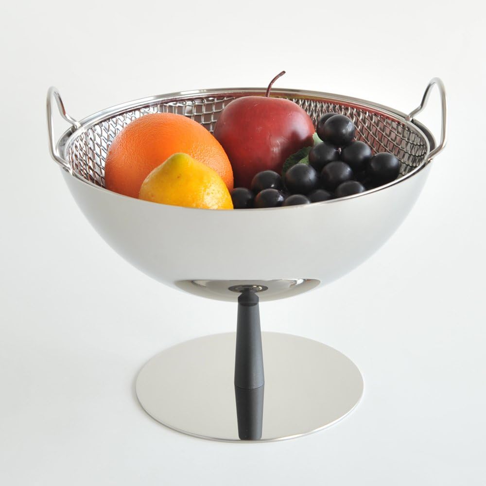 Alessi Obstschale/Sieb aus Edelstahl Fuss aus Aluminium, anthrazit