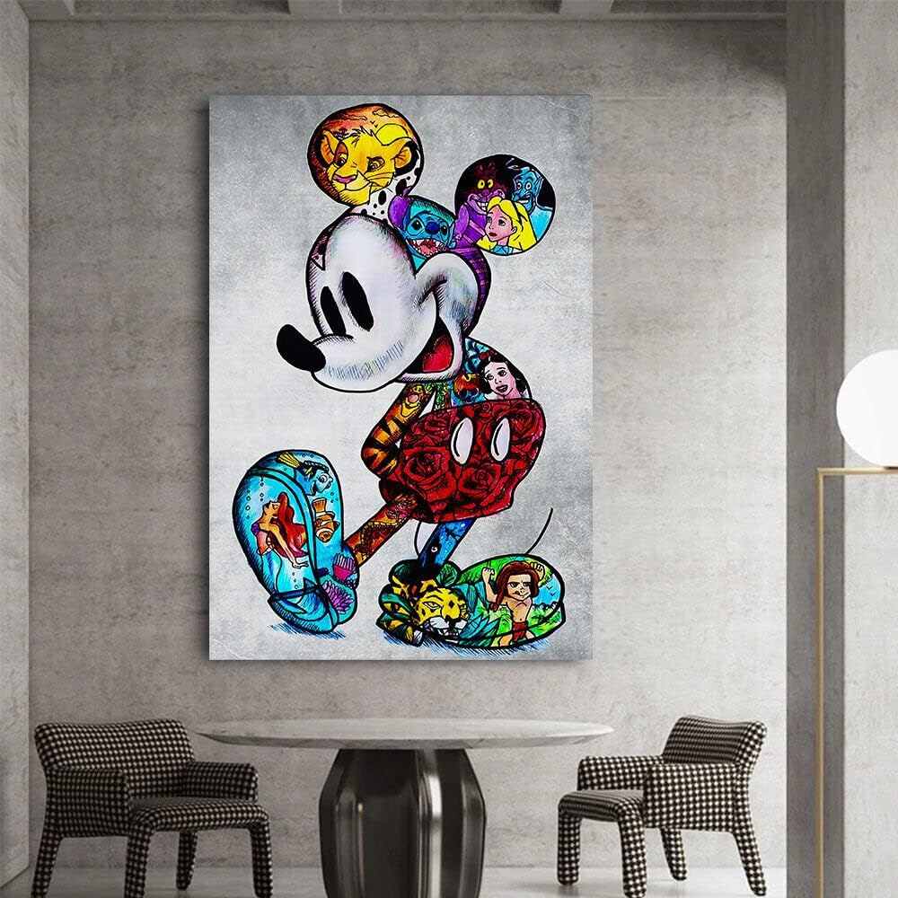 Magic Canvas Art - Bilder Micky Maus Figuren Pop Art Leinwandbild 1- teilig Hochwertiger Kunstdruck