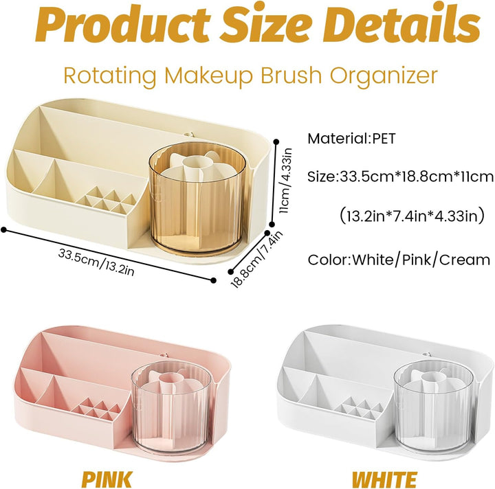 DASITON Make Up Organizer, 360° Drehbarer Make Up Pinselhalter, Kosmetik Aufbewahrung für Schminke,