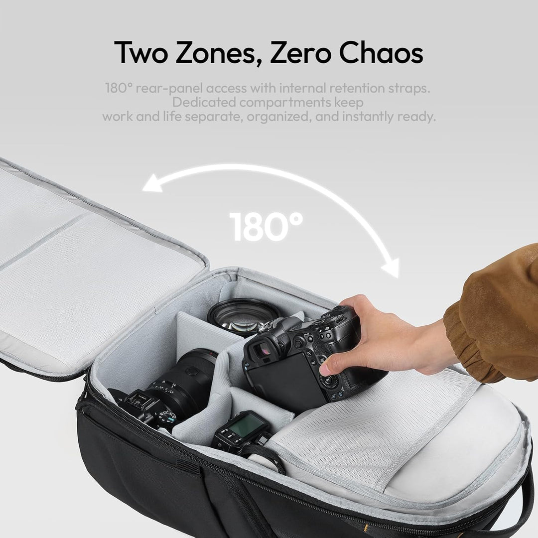 ULANZI YY038 Kamerarucksack 22L, Grosse wasserabweisend Fotorucksack für Kamera, Objektive, Drohne &