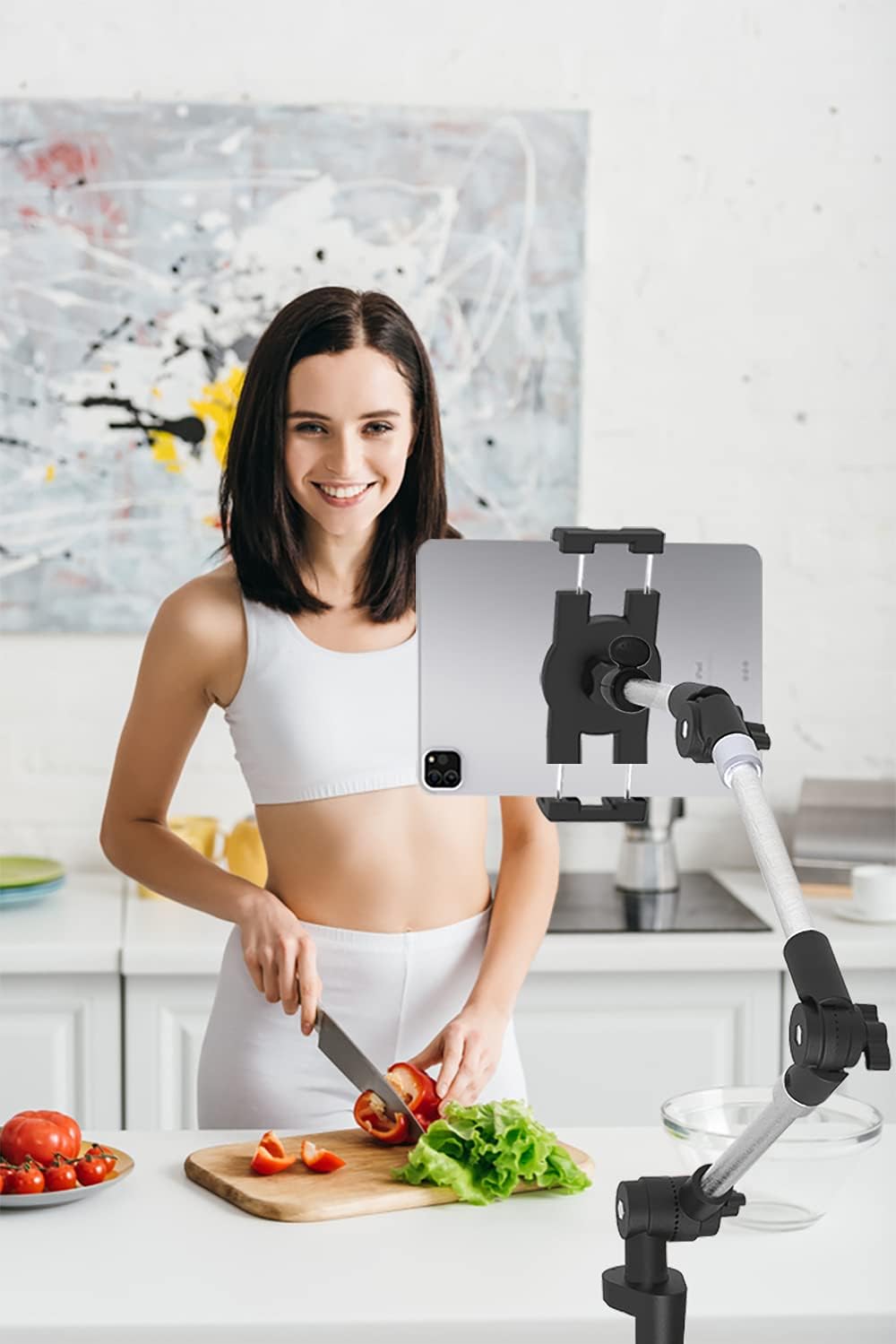 Metall langem Arm Tablet Halter, woleyi Verstellbare Tablet Ständer für Bett Schreibtisch Küche, Fle