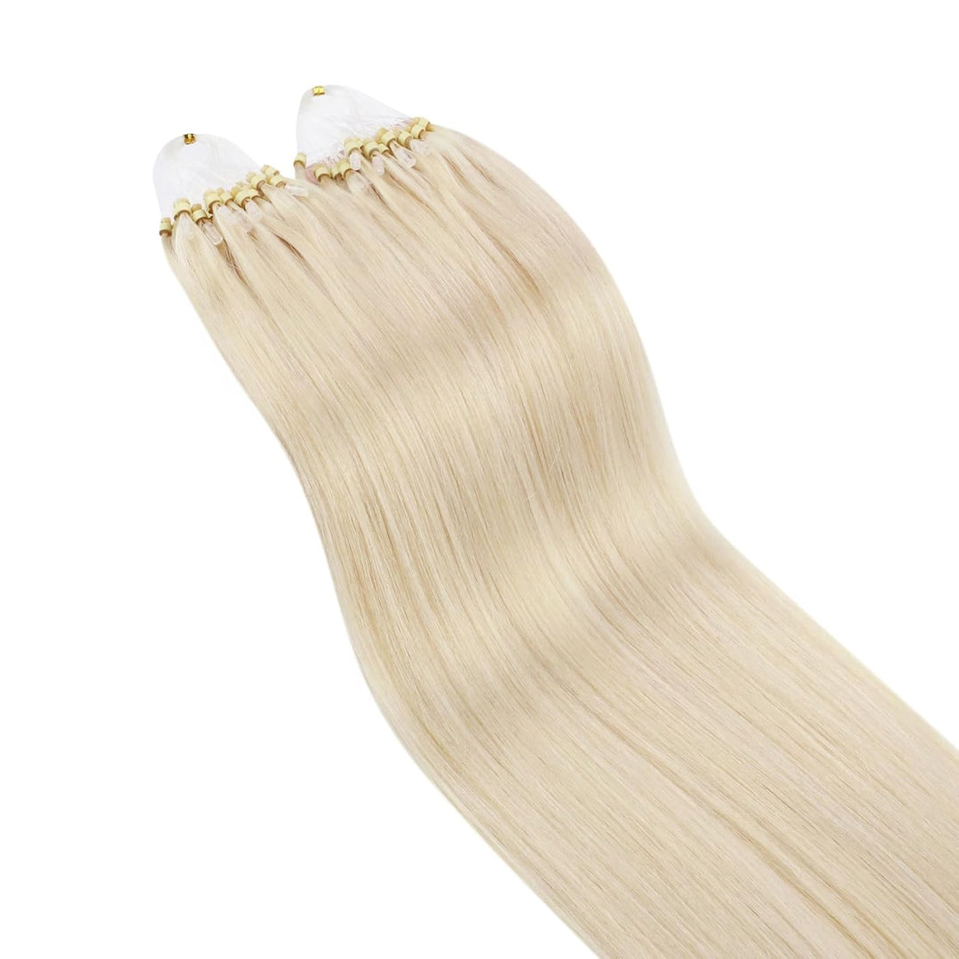 Ugeat Micro Ring Extensions Echthaar Blond 40 cm Extensions Echthaar Microring Platinblond Remy Haar