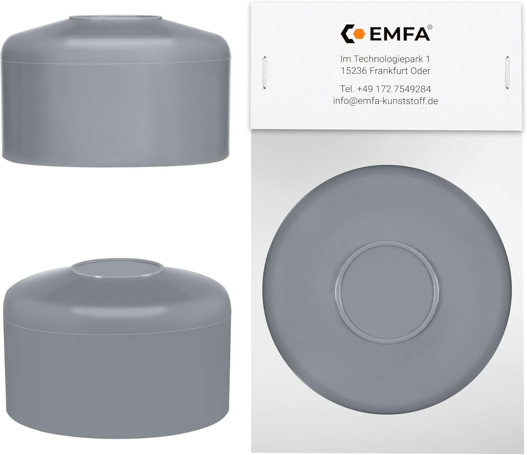 EMFA Zaunpfahlkappe rund 42,4 mm Grau 10 Stück Pfostenkappe rund Zaunpfostenkappen Zaunabdeckung Kun