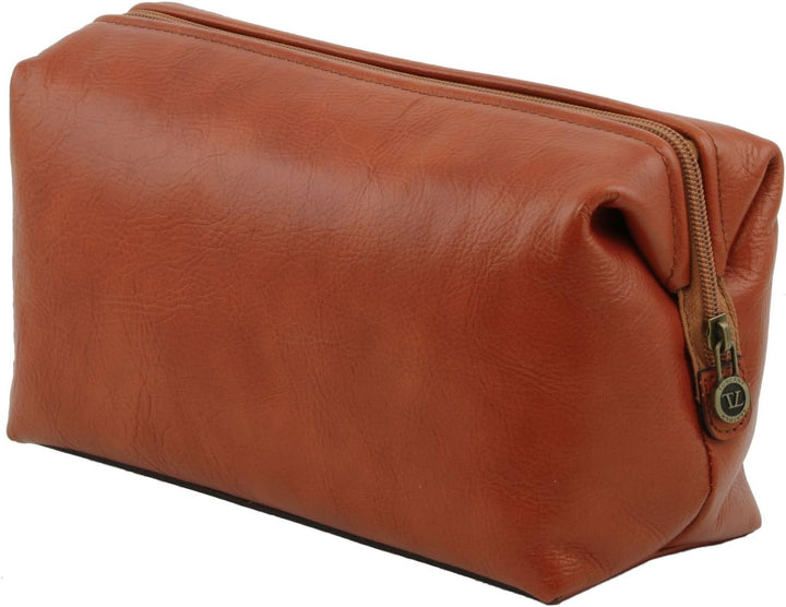 Tuscany Leather Smarty Reise- Kulturtasche aus Leder - Gross Dunkelbraun, Dunkelbraun
