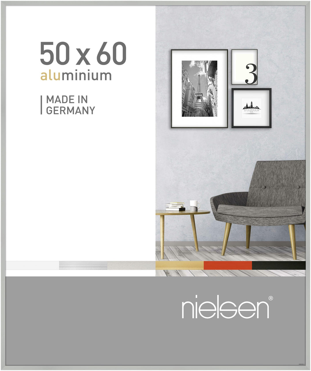 nielsen Aluminium Bilderrahmen Pixel, 50x60 cm, Silber Matt Silber Matt 50 x 60 cm, Silber Matt 50 x