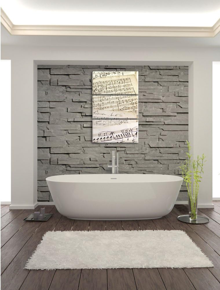 Pixxprint Stilvolle alte Notenblätter 3-Teiler Leinwandbild 120x80 Bild auf Leinwand