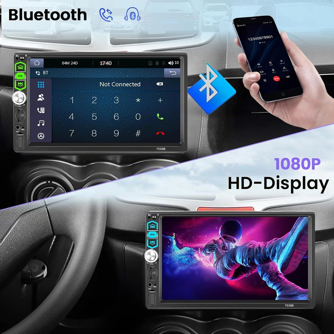 Hikity Autoradio 1 Din Wired Carplay Android Auto mit Bluetooth Freisprecheinrichtung Bildschirm, 7
