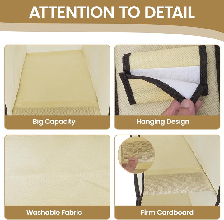 2 Stück Hängeregal Stoff mit 5 Fächer, Zusammenklappbar Hängeaufbewahrun, Kleiderschrank Organizer,
