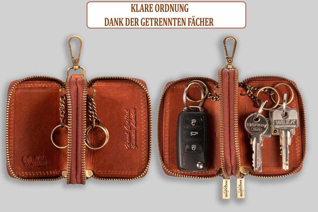 MATADOR Schlüsseletui Herren Leder #KOPENHAGEN mit edler Geschenk Box, Elegante Autoschlüssel Hülle