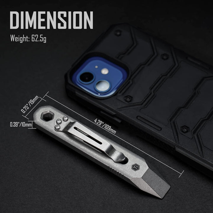 KeyUnity KR00 Titanium EDC Brecheisen-Multiwerkzeug mit Schraubendreher und Taschenclip