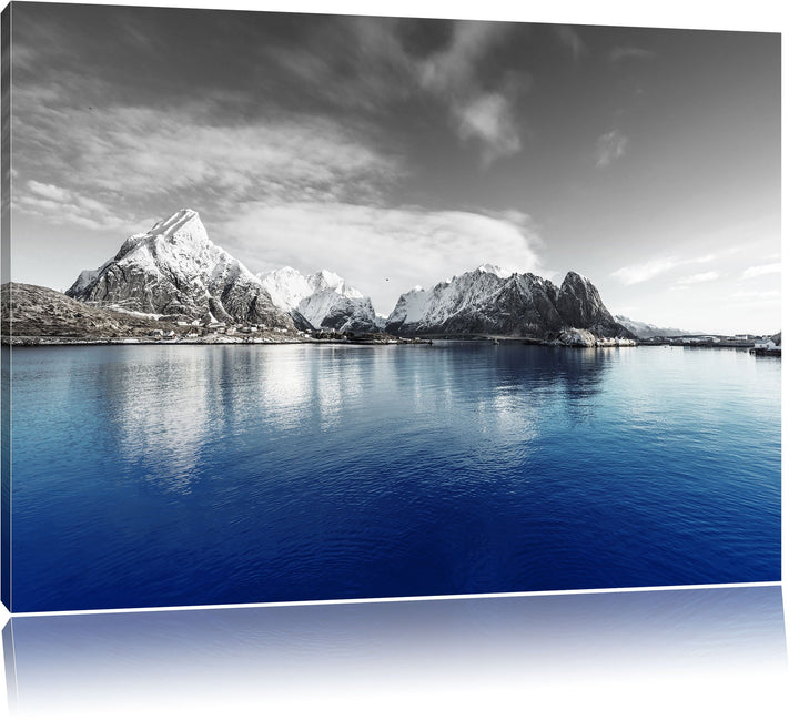 Pixxprint Lofoten in Norwegen als Leinwandbild/Grösse: 100x70 cm/Wandbild/Kunstdruck/fertig bespannt
