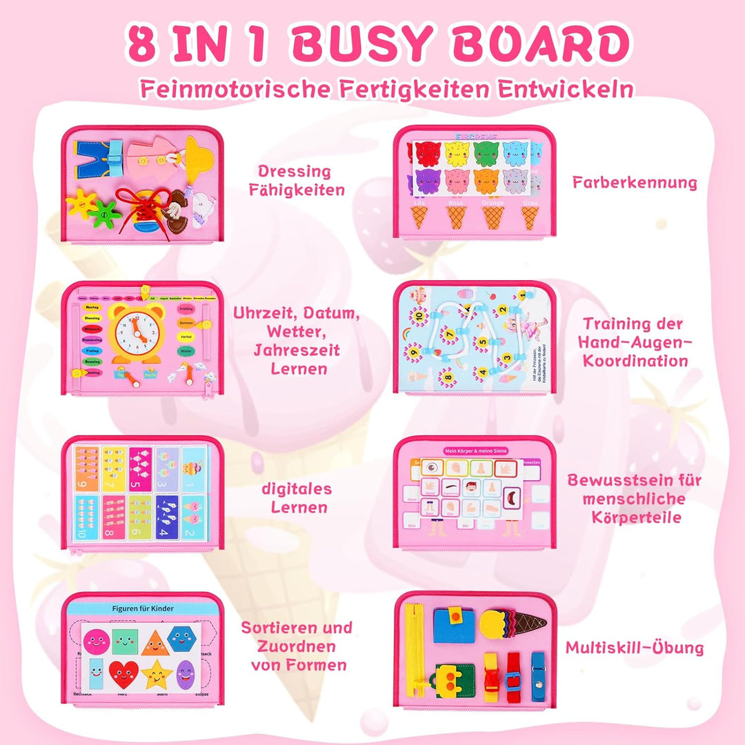 Busy Board Deutsch ab1234Jahre,Montessori Spielzeug ab 1 Jahr,Interaktives Activity Board Spielzeug
