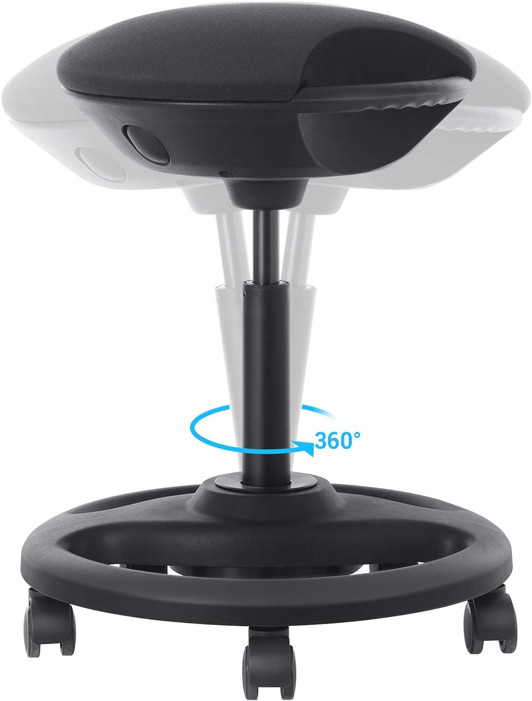 SONGMICS Bürohocker, ergonomischer Arbeitshocker, Rollhocker, Drehstuhl auf Rollen, extra grosser Si