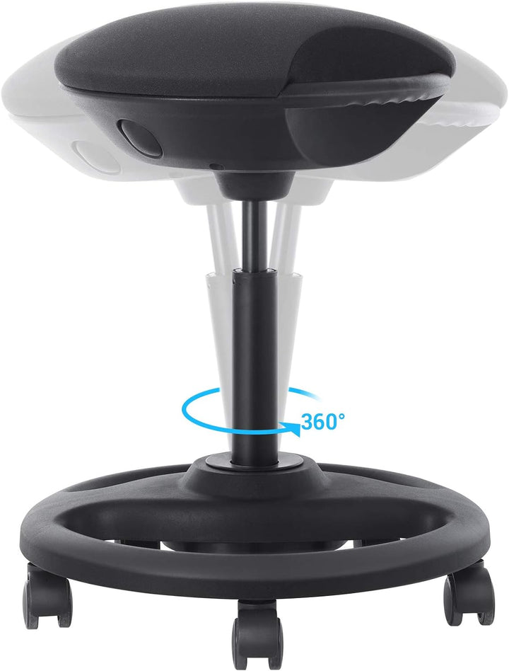 SONGMICS Bürohocker, ergonomischer Arbeitshocker, Rollhocker, Drehstuhl auf Rollen, extra grosser Si