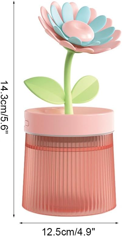 Mini Luftbefeuchter, 260ml, Schreibtisch Luftbefeuchter in Blumenform, 2 Sprühmodi, Automatische Abs