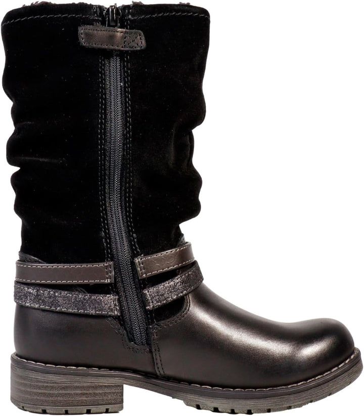 Lurchi Kinderschuhe Mädchen Stiefel Reissverschluss Stiefel Blau Freizeit 34 EU Schwarz, 34 EU Schwa