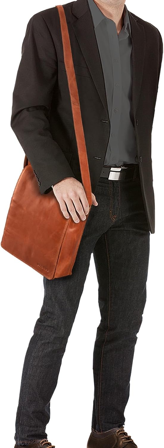 STILORD Lars Vintage Umhängetasche Leder Herren Hochformat für 13,3 Zoll Tablet MacBooks und iPad Sc