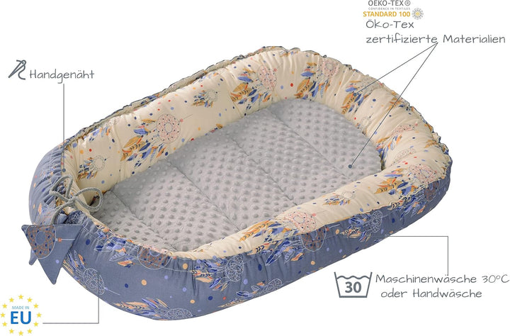 Medi Partners Babynest Kuschelnest Babynestchen 100% Baumwolle Nestchen Reisebett für Babys Säugling