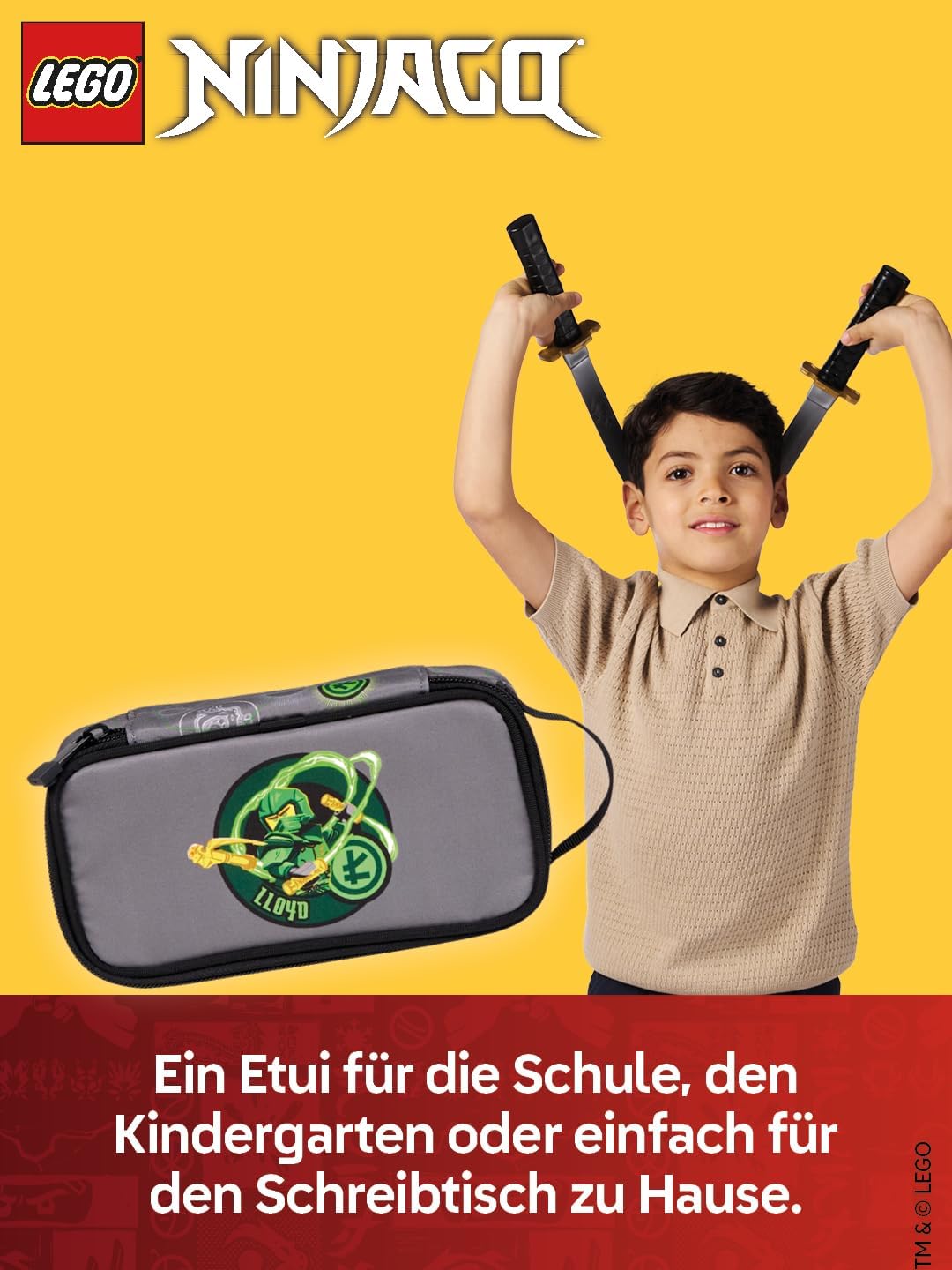 SKANDO BAGS LEGO® NINJAGO® Federmäppchen Junge Elemental Master of Energy – Faulenzer Mäppchen mit g