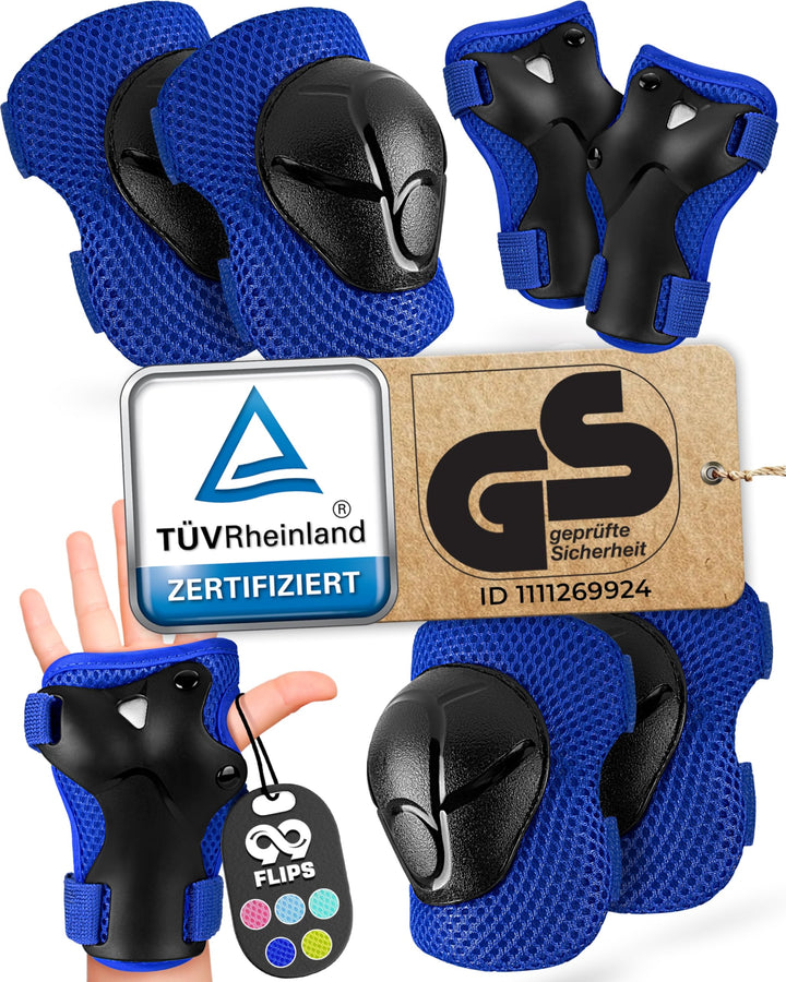 99FLIPS Knieschoner Kinder 3 Jahre Schoner Inliner Kinder - TÜV Rheinland GS Siegel [6er Set] Flash