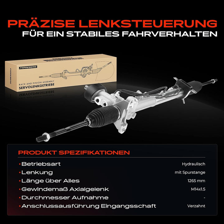 Frankberg Lenkgetriebe Servolenkgetriebe Hydraulisch für Linkslenker mit Spurstangen Kompatibel mit