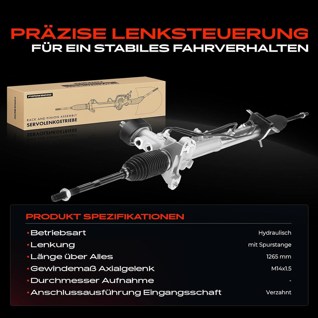 Frankberg Lenkgetriebe Servolenkgetriebe Hydraulisch für Linkslenker mit Spurstangen Kompatibel mit