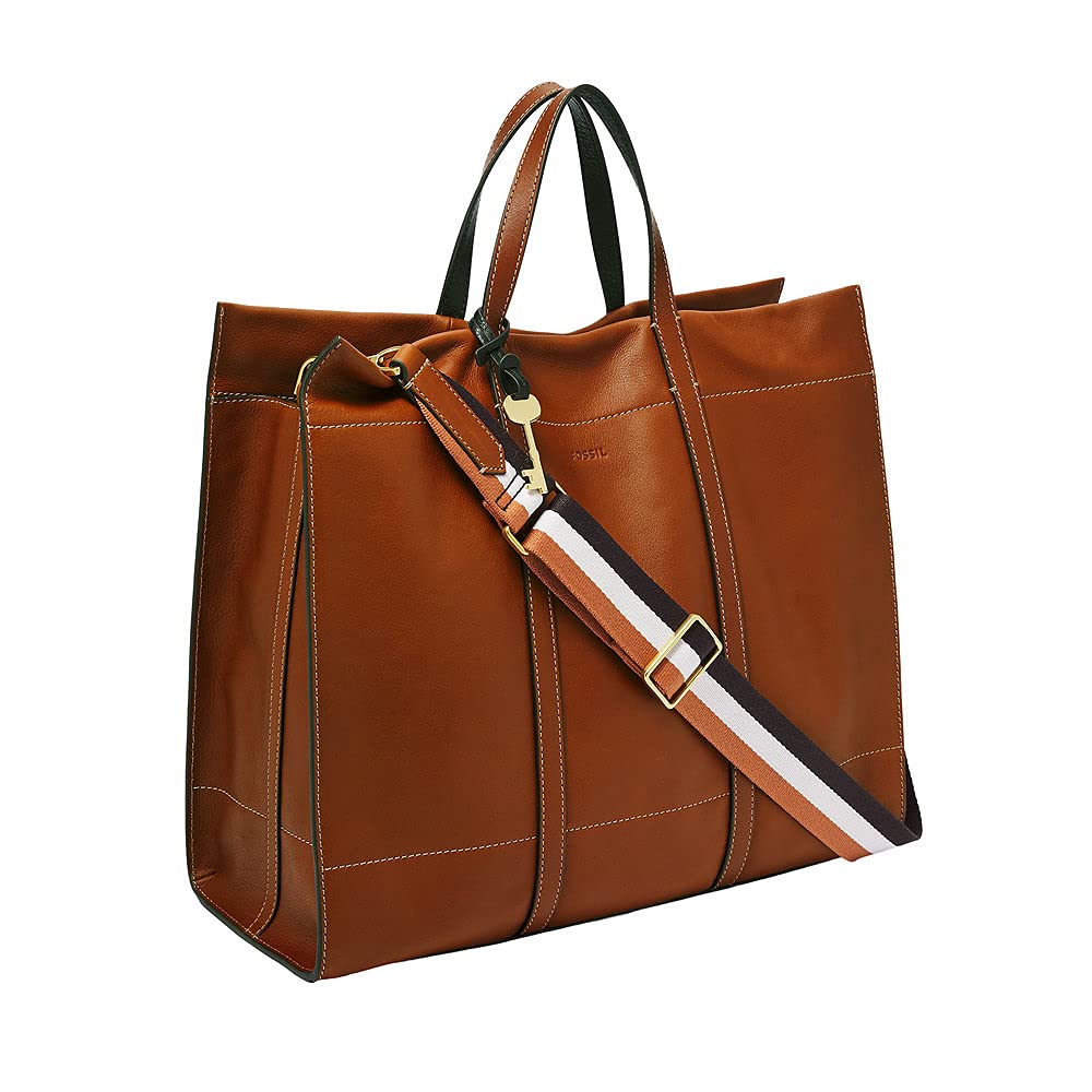 Fossil Damen Carmen Shopper Ledertasche 30,8 cm L x 12,1 cm B x 26,4 cm H Braun, Braun
