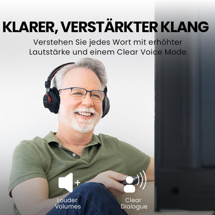 Avantree HT41899 Plus 2 – Dual Bluetooth 5.3 Kabellose Kopfhörer für Fernseher, mit Sender & Lade-Do