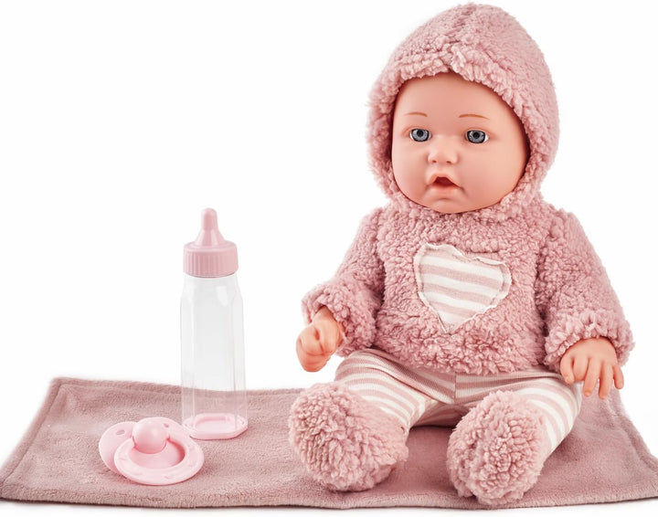30 cm Babypuppe Spielset mit Zubehör und Kleidung in Geschenkbox, Ideal für Mädchen Kleinkinder ab 3