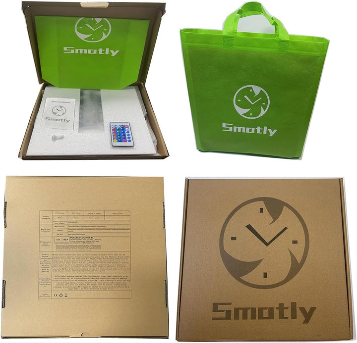 Smotly Vinyl Wanduhr, Mythical Beast Flying Dragon Theme Silent Wall Clock with LED Night Light Funk