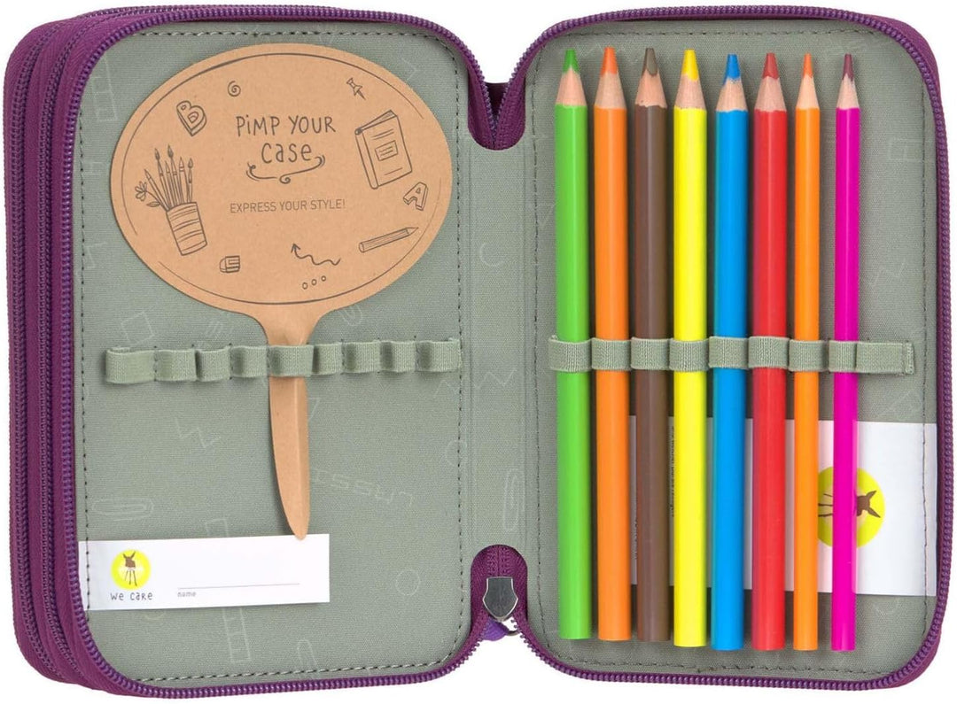 LÄSSIG Federmäppchen Unique School Triple Pencil Case Slim Lilac violett
