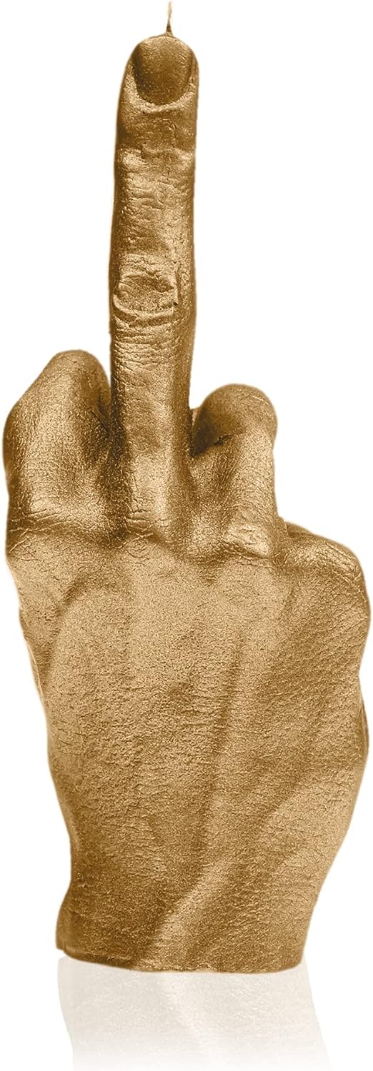 Candellana Kerze in Form eines Mittelfingers | FCK | Höhe: 20 cm | Classic Gold | Brennzeit 30h | Ke