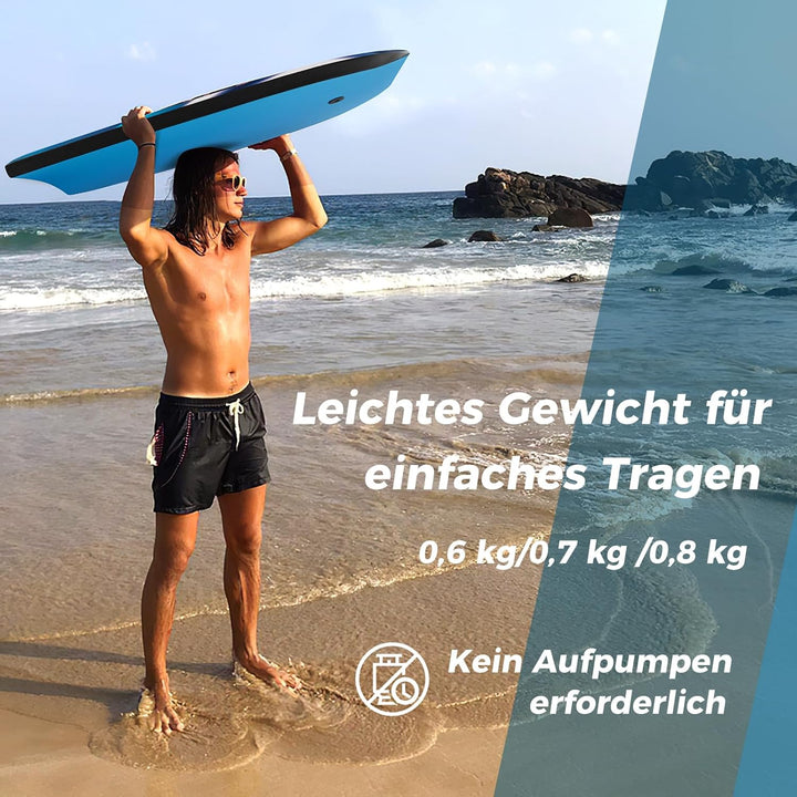 GYMAX Leichtes Bodyboard, Surfbrett mit EPS-Kern, XPE-Deck, HDPE-Unterseite, Halbmond-Heck & Handgel
