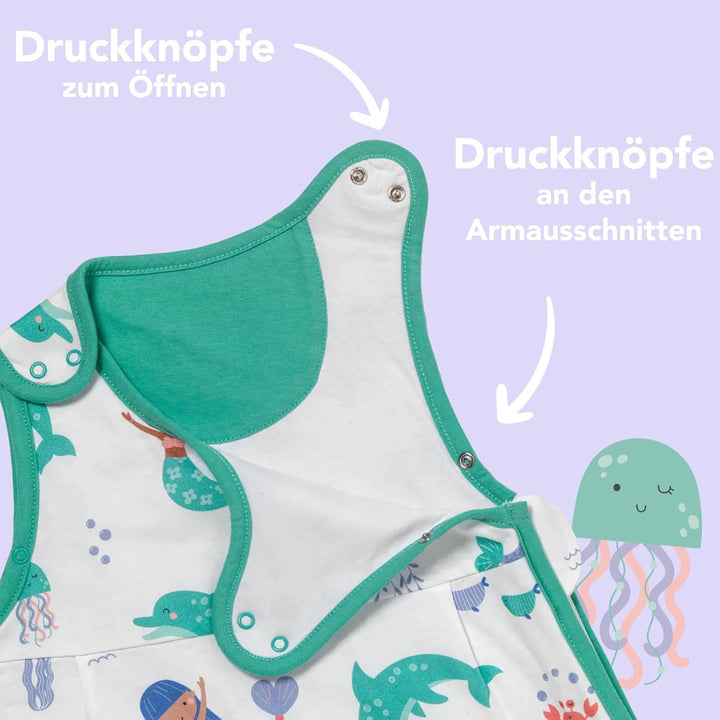 schlummersack leicht gefütterter Babyschlafsack Frühjahr/Sommer 1.0 Tog für Mädchen und Jungs - in v